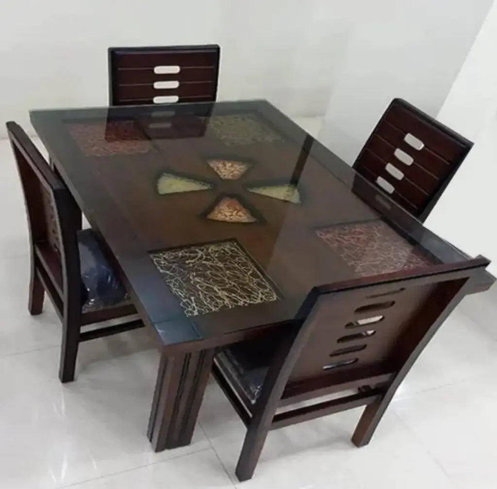 Mdf set Dining Tables with Glass set