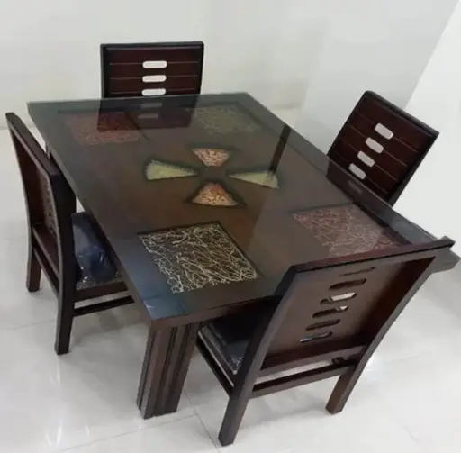 Mdf set Dining Tables with Glass set